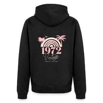 Sun Retro Anniversary Vintage 1972 50 Years - Unisex Premium Organic Zip Hoodie - black - Back - Nico (187cm)