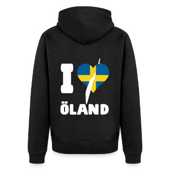 I LOVE ÖLAND Schweden - Unisex Premium Bio Zip Hoodie - Schwarz - Hinten - Nico (187cm)