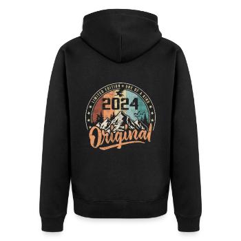 Original 2024 Retro Birthday Gift Born In 2024 - Unisex Premium Organic Zip Hoodie - black - Back - Nico (187cm)