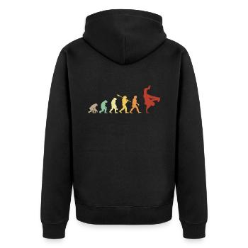 Evolution Hip Hop Breakdance - Hip Hop Geschenkidee - Unisex Premium Bio Zip Hoodie - Schwarz - Hinten - Nico (187cm)