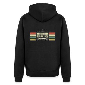 1998 Kassette - Geboren 1998 Geburtstagsgeschenk - Unisex Premium Bio Zip Hoodie - Schwarz - Hinten - Nico (187cm)