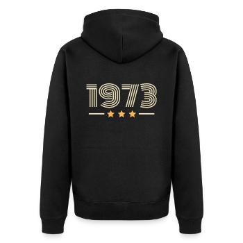 Legendary Since 1973 Birthday Gift 1973 - Unisex Premium Organic Zip Hoodie - black - Back - Nico (187cm)