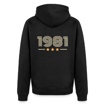 Legendär seit 1981 Geburtstagsgeschenk 1981 - Unisex Premium Bio Zip Hoodie - Schwarz - Hinten - Nico (187cm)