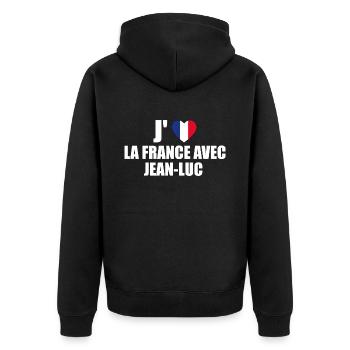 j'aime la France avec Jean Luc - Veste à capuche bio Premium Unisexe - noir - Dos - Nico (187cm)