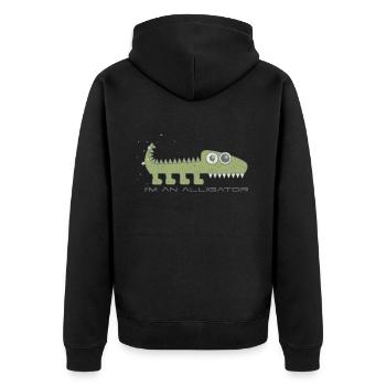 Ich bin ein Alligator - Unisex Premium Bio Zip Hoodie - Schwarz - Hinten - Nico (187cm)