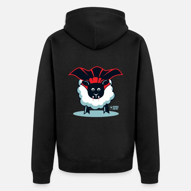 Schaf ein Vampir? - Unisex Premium Bio Zip Hoodie - Schwarz