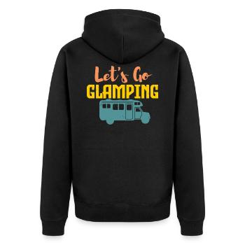 Camping and glamping - Unisex Premium Organic Zip Hoodie - black - Back - Nico (187cm)
