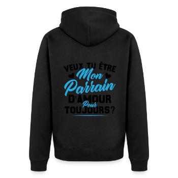 Veux Tu Être Mon Parrain D amour pour toujours - Veste à capuche bio Premium Unisexe - noir - Dos - Nico (187cm)