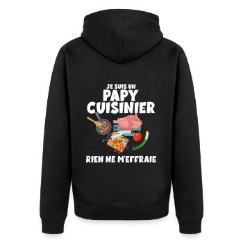 Papy Cuisine Cadeau Fête des Grand Pères - Veste à capuche bio Premium Unisexe - noir - Dos - Nico (187cm)