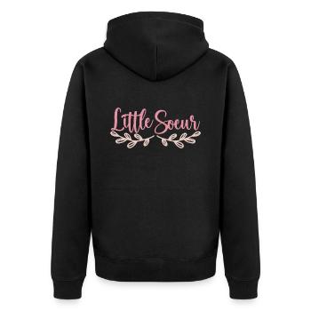 Petite Sœur - Little Sister - Veste à capuche bio Premium Unisexe - noir - Dos - Nico (187cm)