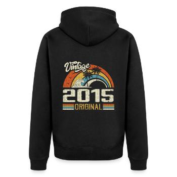 Vintage 2015 Vintage Retro Birthday Gift - Unisex Premium Organic Zip Hoodie - black - Back - Nico (187cm)