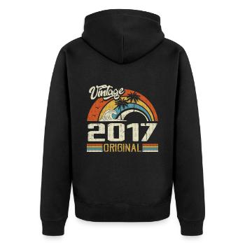 Vintage 2017 Vintage Rétro Cadeau Anniversaire - Veste à capuche bio Premium Unisexe - noir - Dos - Nico (187cm)