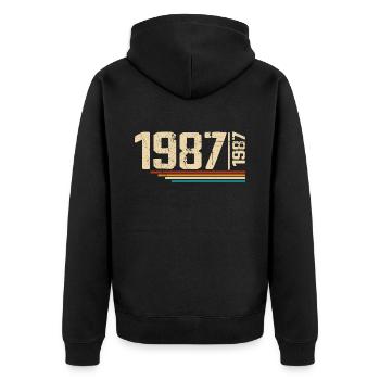 Millésime Anniversaire 1987 Fête Anniversaire 1987 - Veste à capuche bio Premium Unisexe - noir - Dos - Nico (187cm)