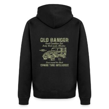 Old Banger 60th Birthday Gift Good Condition - Unisex Premium Organic Zip Hoodie - black - Back - Nico (187cm)