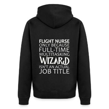 Flight Nurse Wizard Luftrettung - Unisex Premium Bio Zip Hoodie - Schwarz - Hinten - Nico (187cm)
