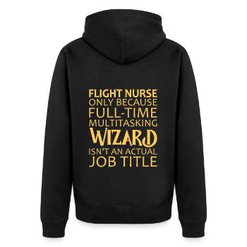 Flight Nurse Wizard Luftrettung - Unisex Premium Bio Zip Hoodie - Schwarz - Hinten - Nico (187cm)