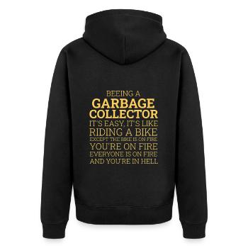 Garbage Collector Riding A Bike - Unisex Premium Bio Zip Hoodie - Schwarz - Hinten - Nico (187cm)