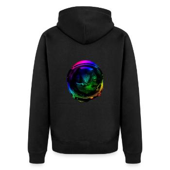 Astronaut Chameleon Reptile Keeper Outer Space - Unisex Premium Organic Zip Hoodie - black - Back - Nico (187cm)