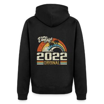 Vintage 2022 Vintage Rétro Cadeau Anniversaire - Veste à capuche bio Premium Unisexe - noir - Dos - Nico (187cm)