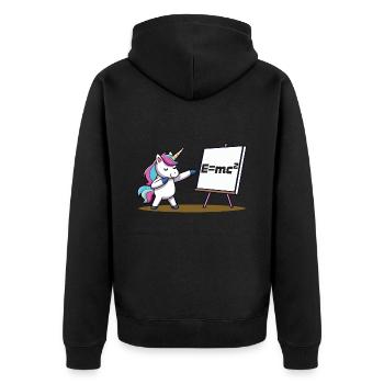 Cleveres Einhorn - Unisex Premium Bio Zip Hoodie - Schwarz - Hinten - Nico (187cm)
