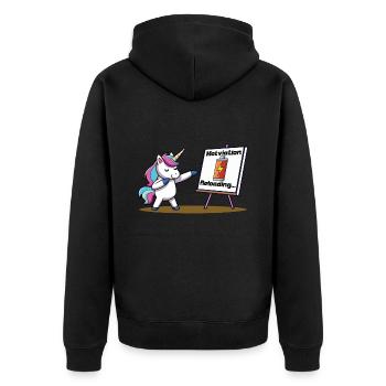 Motivation laden - Unisex Premium Bio Zip Hoodie - Schwarz - Hinten - Nico (187cm)