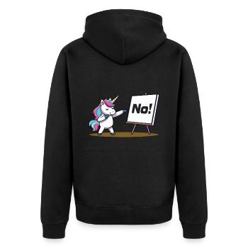 No - Unisex Premium Bio Zip Hoodie - Schwarz - Hinten - Nico (187cm)