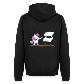 Moin - Unisex Premium Bio Zip Hoodie - Schwarz - Hinten - Nico (187cm)