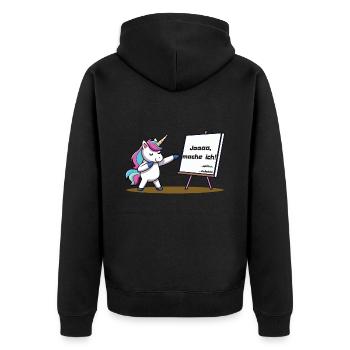 Mach ich schon noch - Unisex Premium Bio Zip Hoodie - Schwarz - Hinten - Nico (187cm)