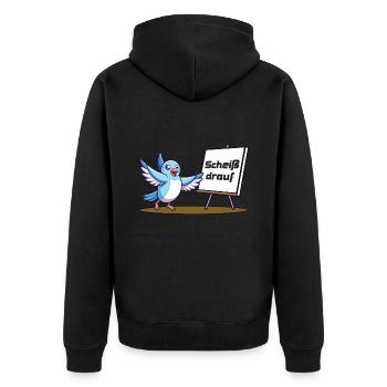 Scheiß drauf - Unisex Premium Bio Zip Hoodie - Schwarz - Hinten - Nico (187cm)