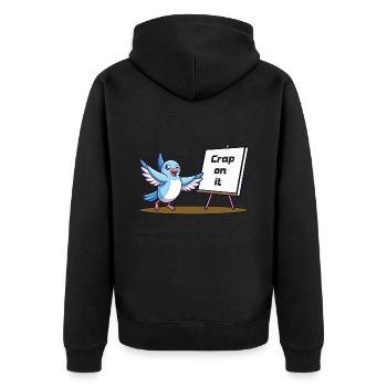 Scheiß drauf - Unisex Premium Bio Zip Hoodie - Schwarz - Hinten - Nico (187cm)