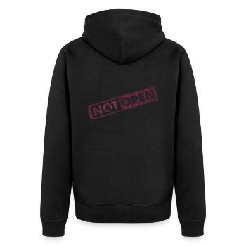 Modern Retro Not Open - Unisex Premium Bio Zip Hoodie - Schwarz - Hinten - Nico (187cm)