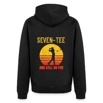 Seven-Tee 70e anniversaire Soixante-dix Golf Rétro - Veste à capuche bio Premium Unisexe - noir - Dos - Nico (187cm)