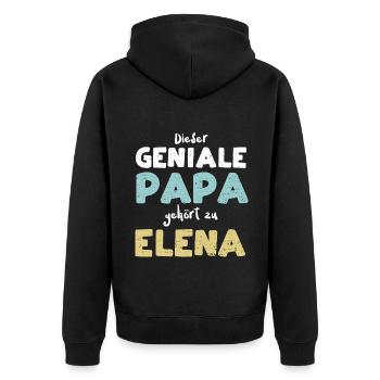 Dieser Geniale Papa Gehört Zu Elena - Unisex Premium Bio Zip Hoodie - Schwarz - Hinten - Nico (187cm)