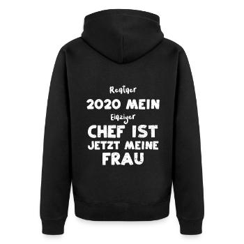 Rentner 2020 Mein Einziger Chef... - Unisex Premium Bio Zip Hoodie - Schwarz - Hinten - Nico (187cm)