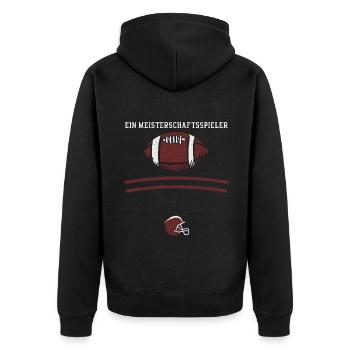 Ein Meisterschaftsspieler - Unisex Premium Bio Zip Hoodie - Schwarz - Hinten - Nico (187cm)