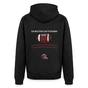 Ein Meisterschaftstrainer - Unisex Premium Bio Zip Hoodie - Schwarz - Hinten - Nico (187cm)