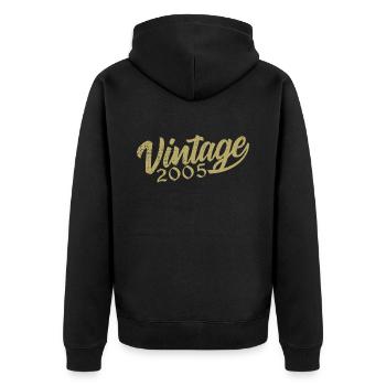 2005 Jahrgang 2005 Retro 2005 Geburtstagsgeschenk - Unisex Premium Bio Zip Hoodie - Schwarz - Hinten - Nico (187cm)