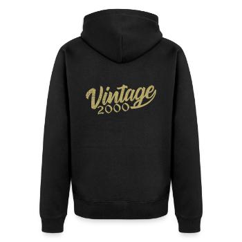 2000 Jahrgang 2000 Retro 2000 Geburtstagsgeschenk - Unisex Premium Bio Zip Hoodie - Schwarz - Hinten - Nico (187cm)