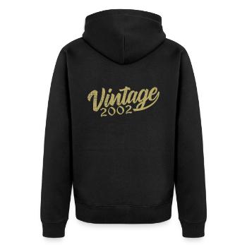 2002 Jahrgang 2002 Retro 2002 Geburtstagsgeschenk - Unisex Premium Bio Zip Hoodie - Schwarz - Hinten - Nico (187cm)