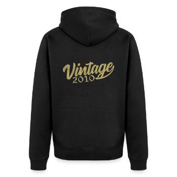2010 Jahrgang 2010 Retro 2010 Geburtstagsgeschenk - Unisex Premium Bio Zip Hoodie - Schwarz - Hinten - Nico (187cm)