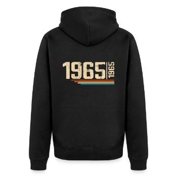 Millésime Anniversaire 1965 Fête Anniversaire 1965 - Veste à capuche bio Premium Unisexe - noir - Dos - Nico (187cm)