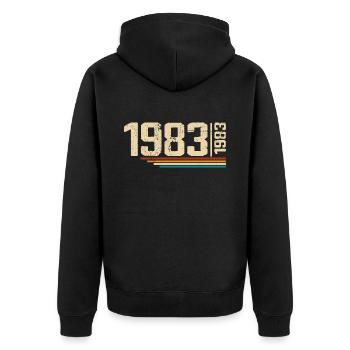 Millésime Anniversaire 1983 Fête Anniversaire 1983 - Veste à capuche bio Premium Unisexe - noir - Dos - Nico (187cm)