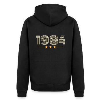 Legendary Since 1984 Birthday Gift 1984 - Unisex Premium Organic Zip Hoodie - black - Back - Nico (187cm)