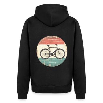 Fahrrad Retro - Unisex Premium Bio Zip Hoodie - Schwarz - Hinten - Nico (187cm)