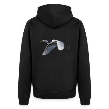 Kranich - Unisex Premium Bio Zip Hoodie - Schwarz - Hinten - Nico (187cm)
