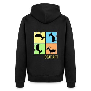 Goat popart Goat pulling posture "goat-art" - Unisex Premium Organic Zip Hoodie - black - Back - Nico (187cm)