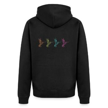 Geometric Hummingbirds - Abstract Graphics - Unisex Premium Organic Zip Hoodie - black - Back - Nico (187cm)
