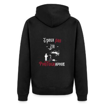 j'peux pas j'ai photographie - Veste à capuche bio Premium Unisexe - noir - Dos - Nico (187cm)