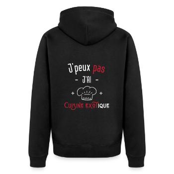 j'peux pas j'ai cuisine exotique - Veste à capuche bio Premium Unisexe - noir - Dos - Nico (187cm)
