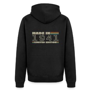 Vintage 1941 Born 1941 Birthday Gift Born in 1941 - Unisex Premium Organic Zip Hoodie - black - Back - Nico (187cm)